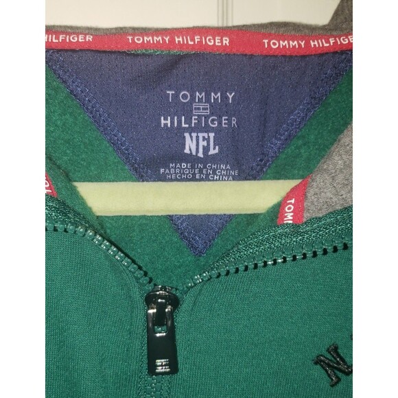 Tommy Hilfiger NFL New York Jets Green Grey Full Zip Jacket 2XL Hoodie Pockets - Picture 4 of 12